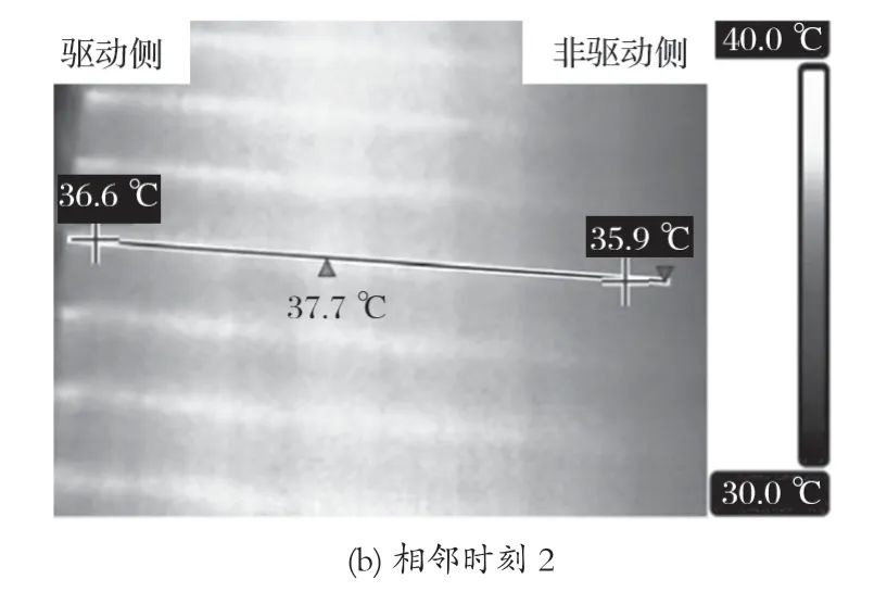 圖2 某運(yùn)行中磨機(jī)大齒輪齒面熱成像